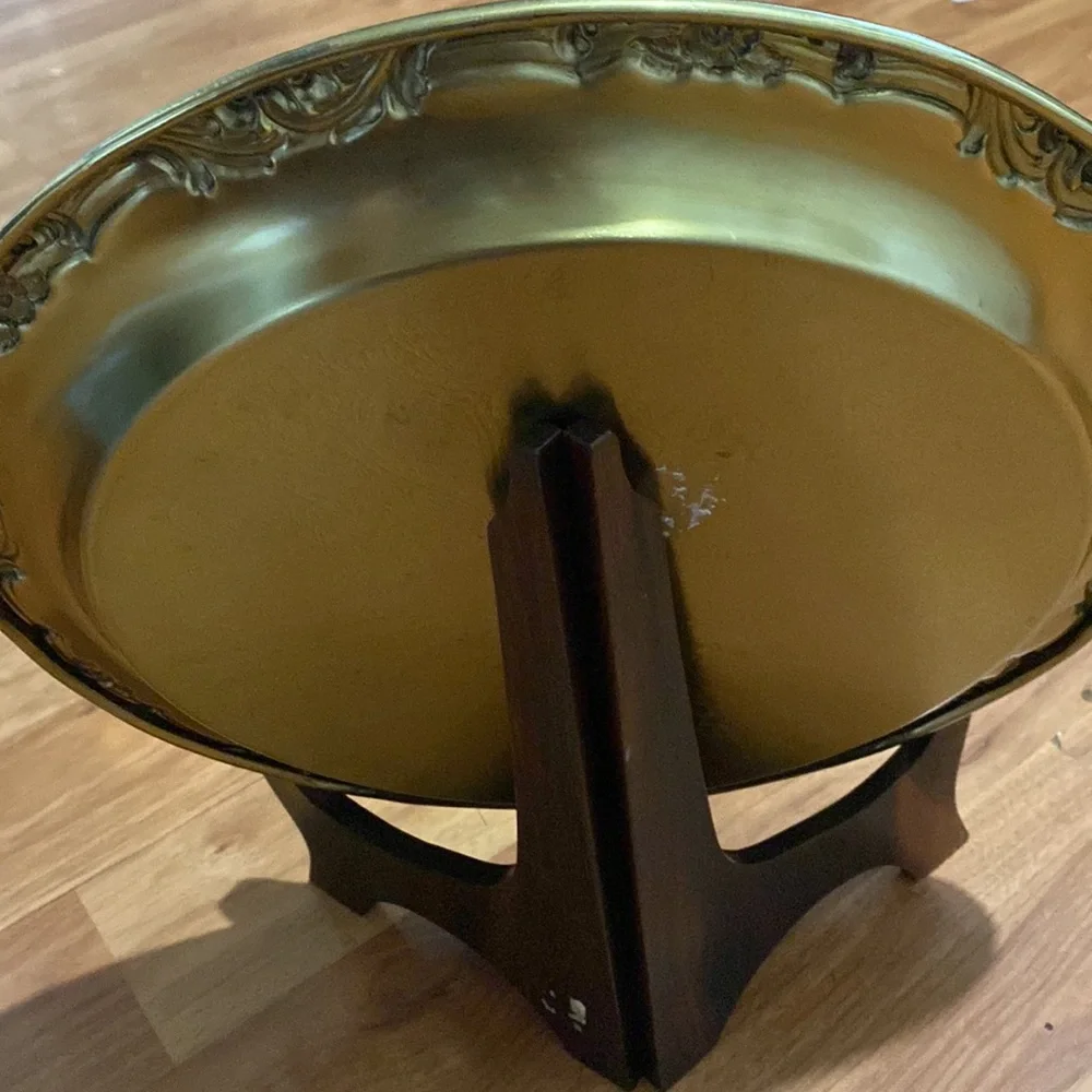 Vintage Floral Etched Brass Tray | Gold Tone Floral Tray | Etched Brass Tray